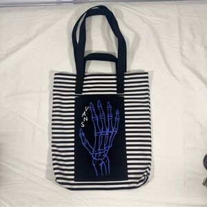 Vans x Breana Geering Striped Tote with Blue Skeleton Hand